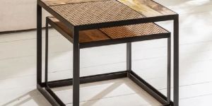 PREMIUM MANGO SOLID WOOD NESTING TABLE NET LOUNGE SET OF 2