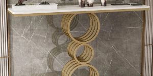 Metal Base White Narrow Console Table