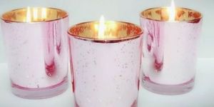 Pink Mercury Glass Candle Holder