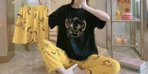 3 Pcs Summer Printed Night Suit for Women