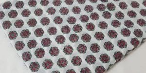 White Printed Cotton Fabric