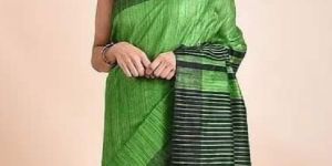 Tasar Ghicha Border Dayable Saree Handwoven