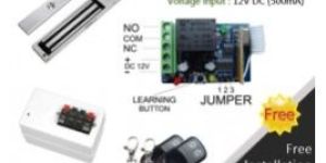 Electro Magnetic 600 Lbs Lock + EM Lock Power Supply + Remote Receiver with 2 Remotes