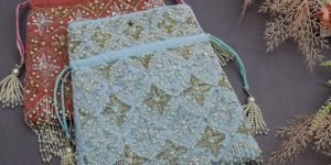 Embroidered Drawstring Purse