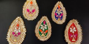 Pear Shape Silk Fabric Applique Patch