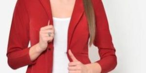 Women Red Solid Blazer