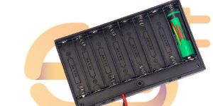 AA 8 cell battery holder hard plastic slide cover case with on-off switch and 5.5mm DC pin