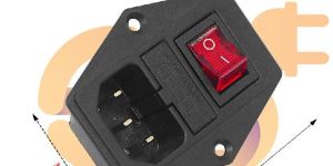 C14 10A 250V panel mount 3 pin male inlet module power supply socket with fuse slot and ON/OFF