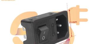 C14 AC 250V 10A Panel Mount Plug Adaptor Power Socket Connector 3 Pins with Black Color Rocker Switc