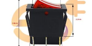 KCD8-212N 16A 250V Red color 6 pin Dual SPST plastic rocker switch with indicator