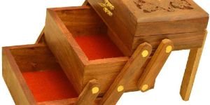 Wooden Jewelry Box with Shelf