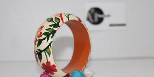 Floral Printed Wooden Bangle Designer Wooden Bangle Ladies Bangles from Tradnary