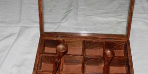 Premium Twelve Compartment Spice Box Wooden Masala Box from Tradnary