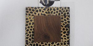 Horn Inlay Wooden Coaster in Cheetah Skin Design Coaster from Tradnary