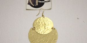 Hammered Pattern Brass Earring Moon Shape Brass Earring from Tradnary