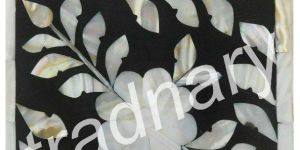 Mother of Pearl Inlay Square Tissue Box in Floral Design Napkin Box from Tradnary