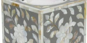 Floral Design Mother of Pearl Inlay Square Tissue Box Mop Inlay Tissue Box from Tradnary