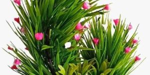 Artificial Plant Bonsai with Attractive Pink Flowers & Grass