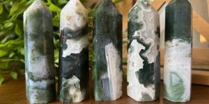 Natural Moss Agate Tower