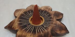 Flower Shaped Wooden Incense Dhoop Holder