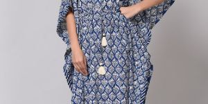 off White Printed V Neck Evening Kaftan