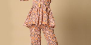 Orange Calico Print Loungewear Set