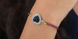 Black Heart with Love Diamond Bracelet
