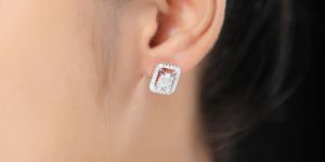 Emerald Solitaire Stud Diamond Earring