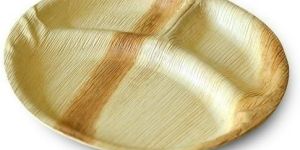3 Compartment Round Areca Leaf Plate