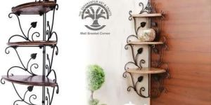 Brown Wood and Iron Decorative Wall Shelves