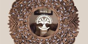 Golden Wooden Frame Round Mirror