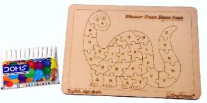 Wooden English Alphabet Dinosaur Shaped Jigsaw Puzzle
