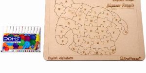 Wooden English Alphabet Elephant Shaped Jigsaw Puzzle