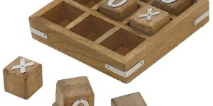 Rustic Wooden Tic Tac Toe Board Game