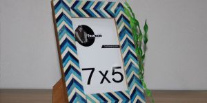 Blue Resin Inlay Photo Frame Zigzag Pattern Picture Frame from Tradnary