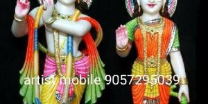 Carved Marble Radha Krishna Statue