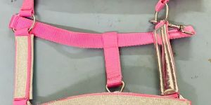 Bright Pink Nylon Halter with Glitter