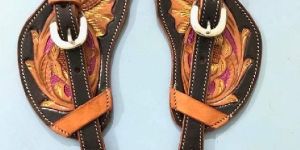 Leather Antique Carving Spur Strap
