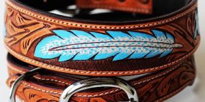 Leather Hand Carving Dog Collar