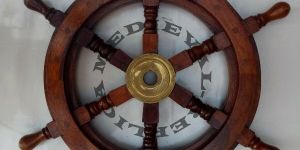 18 Inch Big Ship Steering Wheel Wooden Antique Teak Brass Nautical Pirate Ship's