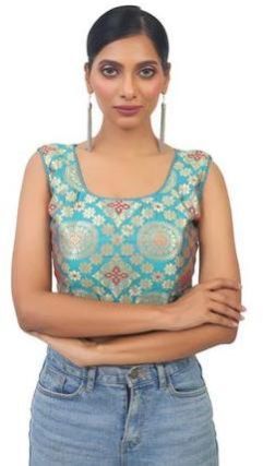 Green Cotton Banarasi Blouse