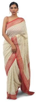 White Soft Georgette Saree