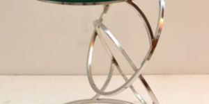 Round Stainless Steel Glass Table