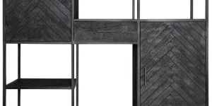 Industrial Solid Wood Cabinet with Black Finish