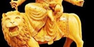 Wooden Shera Wali Mata Statue