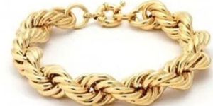 Mens Gold Plated Rope Style Brass Bracelet
