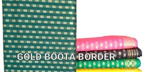 Gold Boota Border Cotton Fabric