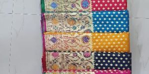 Banarasi Handloom Silk Meena Weaved One Side Border Fabric