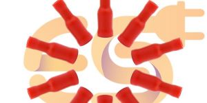 FRD1-156 10A 22-16 AWG wire gauge Red color hard plastic insulated Female bullet crimp connector