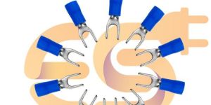 SV2-4 25A Blue color 16-14 AWG wire gauge 4mm pitch Hard plastic insulated spade crimp connector